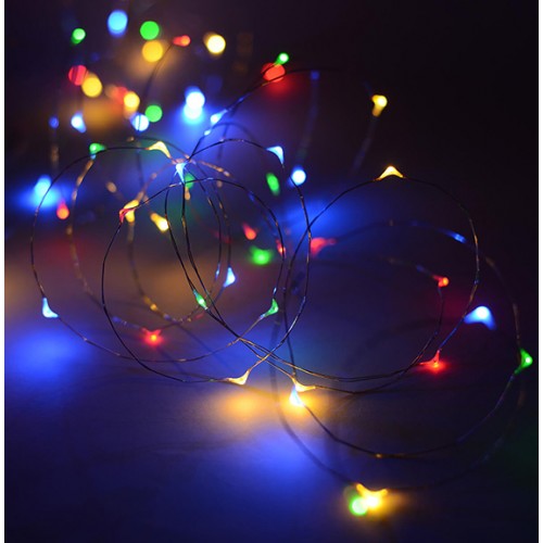 10M 100 LED Micro Bead Lights on Copper Wire - Multi Colour (Battery Power)